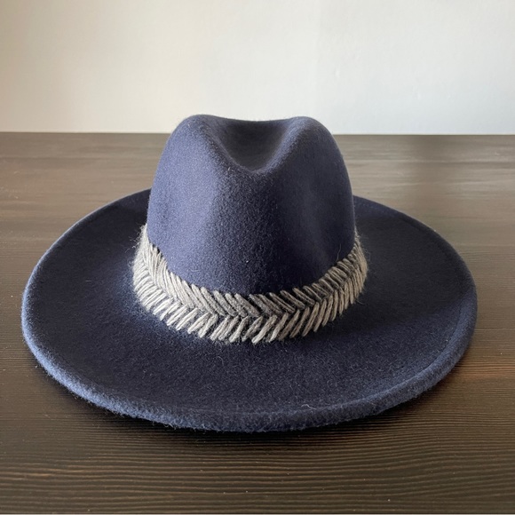 Cost Plus World Market Accessories - Navy Blue Wool Hat with Gray Detail